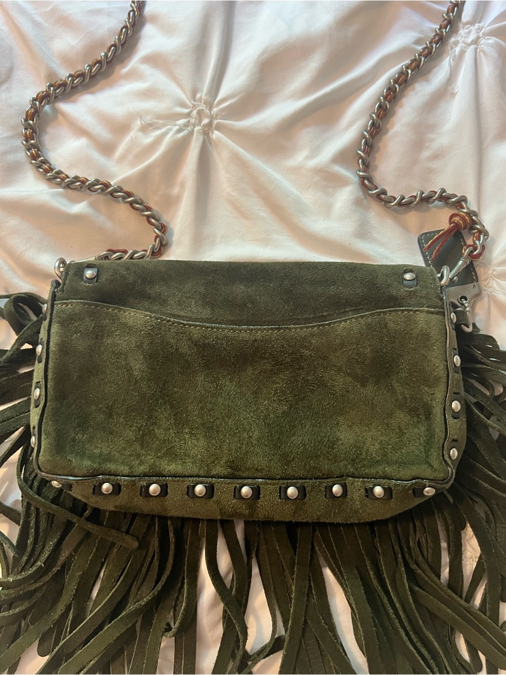 Coach Dark Olive Suede Fringe Crossbody Bag - Picture 5 of 6